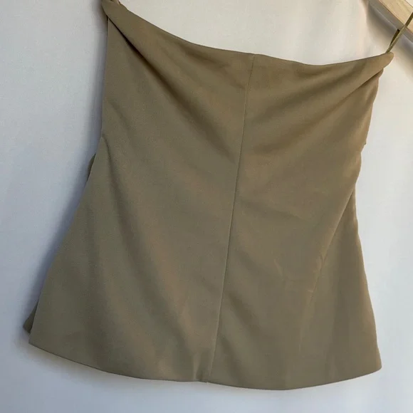 Zara Olive Green Crop Top Dressy Strapless XSmall - Picture 8 of 9